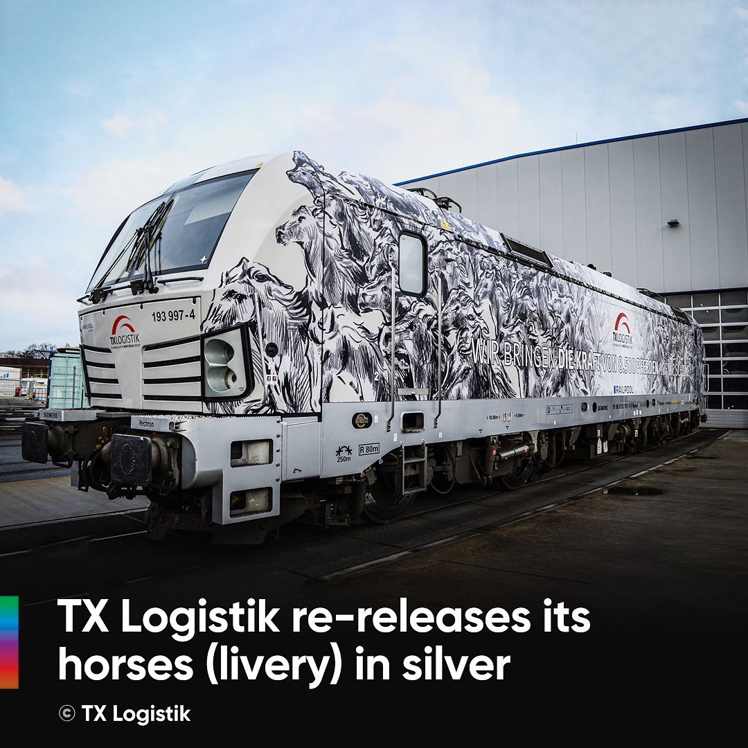 📷 by TX Logistik 
🇪🇺 TXL has re-released it’s horse-livery on a Railpool Vectron 🐎 What is your favourite TX Logistik livery? Comment down below! 💬
.
.
.
.
.
.
#txlogistik #Mercitalia #Vectron193 #railpool #Siemens #siemensmobility #siemensvectron #vectron #VectronMS #horses #locandmore #ellok #electriclocomotive #locomotive #livery #liverydesign #freightrail #railways #railways_of_our_world #railways_europe #railcolor #railcolornews #193997