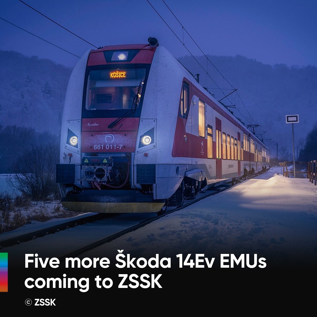 📷 by ZSSK
🇸🇰 ZSSK signs contract with škoda transportation for 5 more 14ev EMUs, to be deployed in the east of the country 🏔️ Read end the year news and summaries via the link in our bio ⬆️
.
.
.
.
.
 #Zssk #škoda #škoda14ev #Electricmultipleunit #slovakia #EMU #railways_of_our_world #railways_of_europe #railways #railwayphotography #eisenbahnfotografie #railcolor #railcolornews #instarail #instabahn