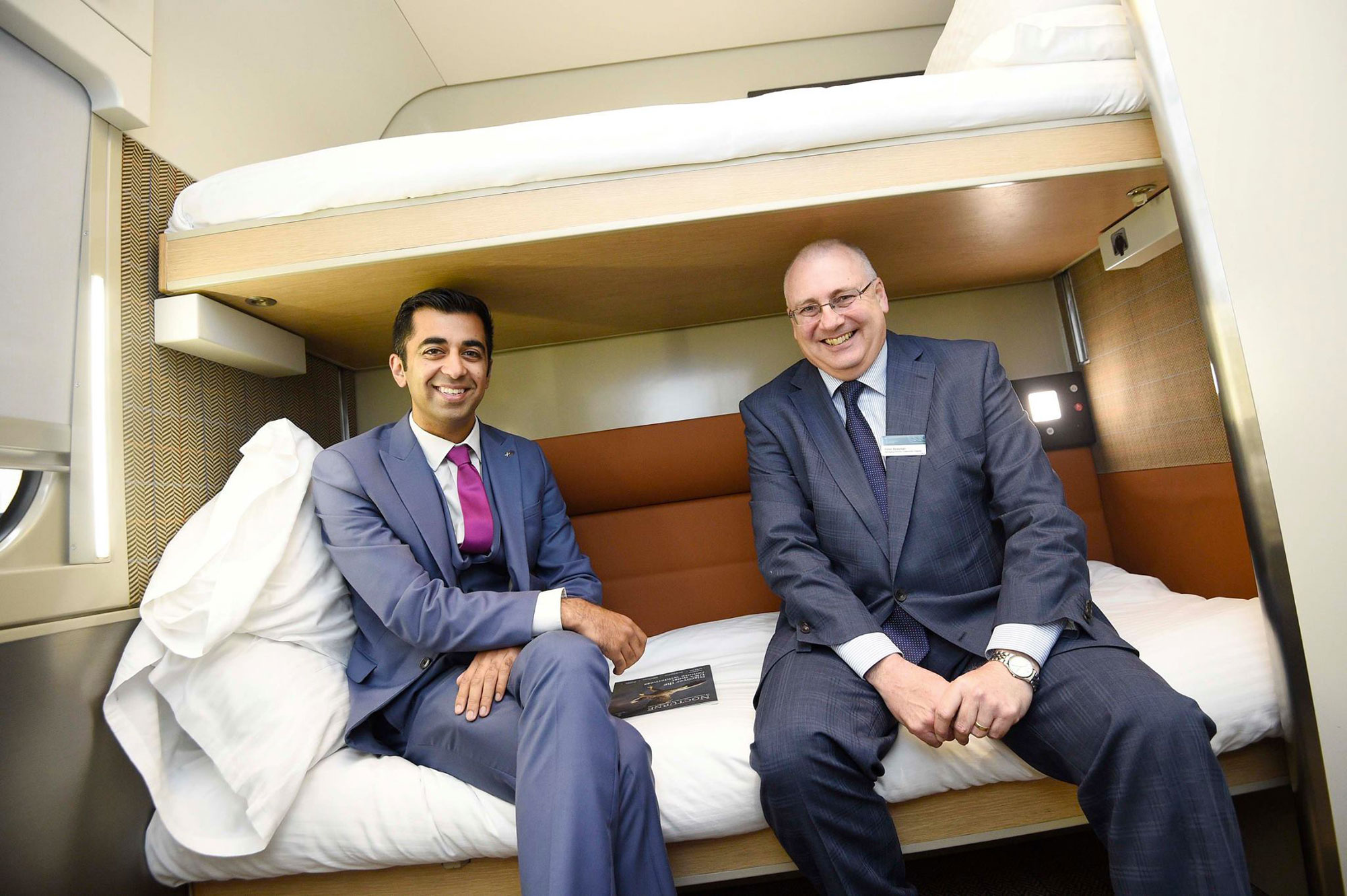 Scotland’s Transport Minister Humza Yousaf MSP (l) and Peter Strachan, Managing Director (r) - Copyright Caledonian Sleeper / Serco / CAF