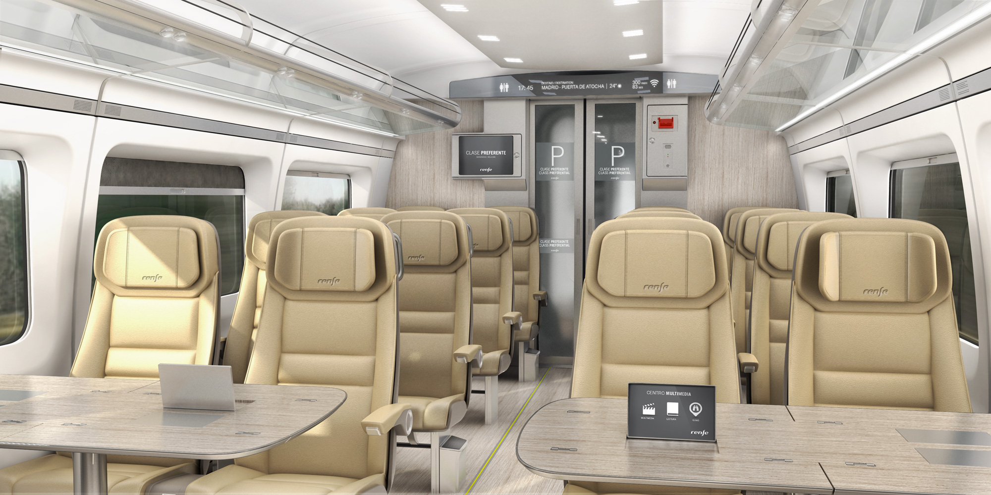 Interior design of the Renfe Avril: 'Preferente' class